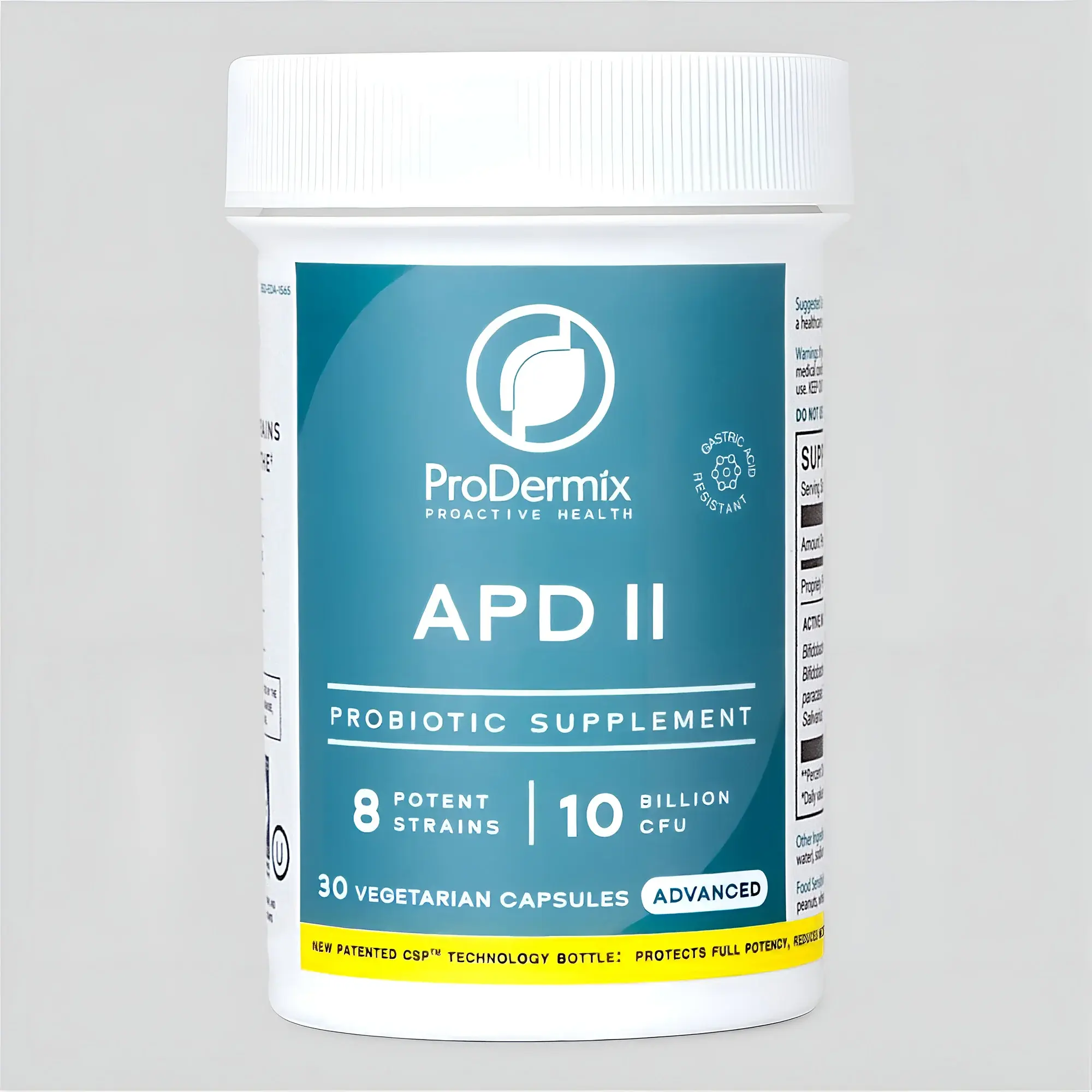 ProDermix APD II Dietary Probiotic Capsule Supplement with 8 Potent Strains, 10B CFU for Allergies, Skin Conditions, Heartburn Relief