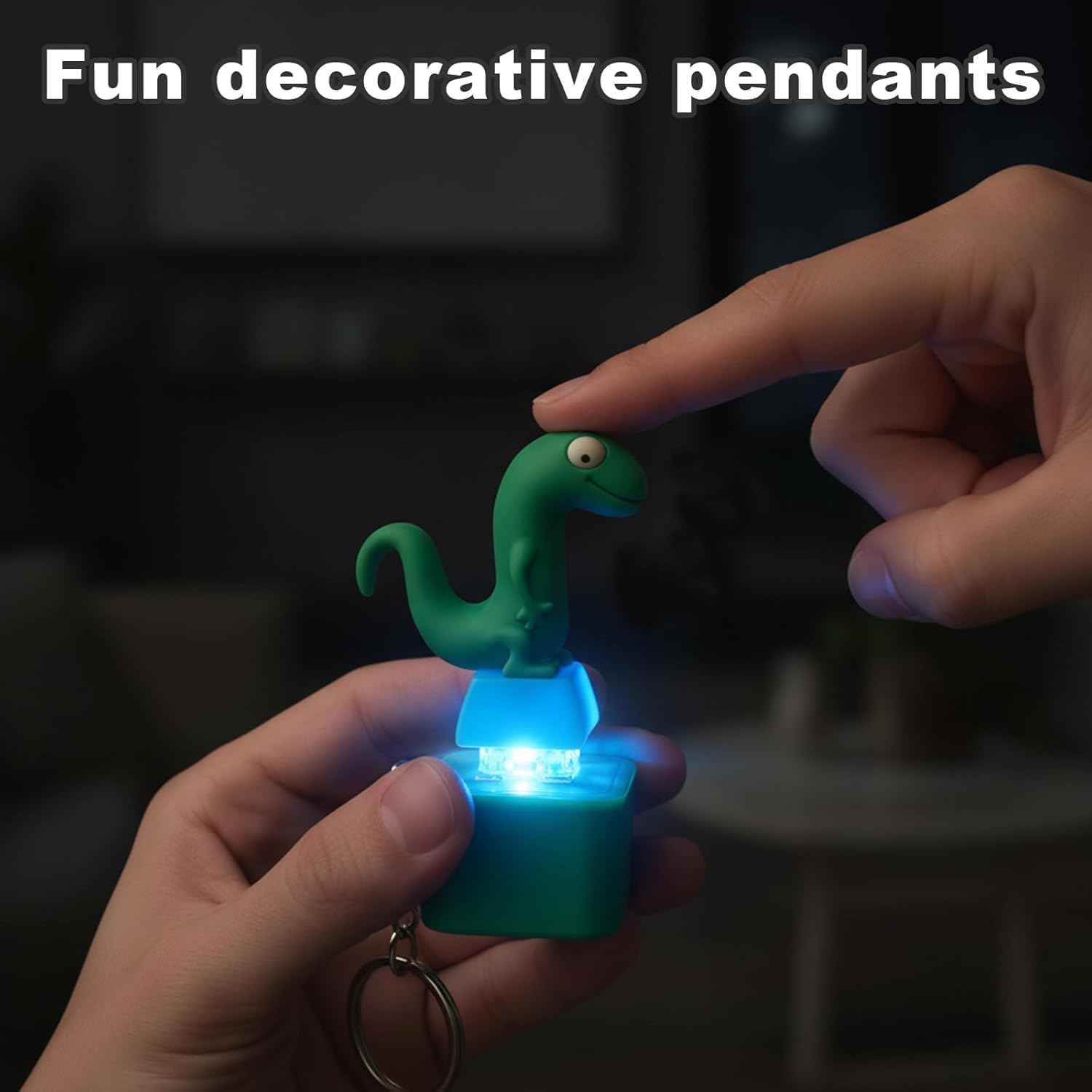 5PCS Lizard Button Keychain-USB-C Rechargeable Keychain,Adults Keyboard Clicker Reliever with Lights, Portable Anxiety Relief Toy