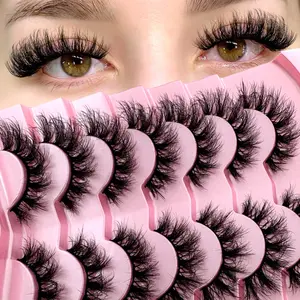 New 7 Pairs D Curl Volume Russian Volume Natural Fluffy Faux Eyelashes,Classic Cat Eye Mink False Eyelashes, Cross Wispy Dramatic Volume 5D Faux Eyelashes, Soft & Natural-Looking Eyelash Extension Makeup For A Natural Look Strip Lashes,Lashes,Eyelashes