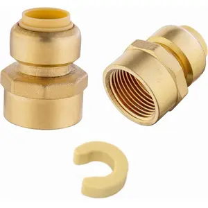 (Pack of 2)  Push Fit 1/2" x 3/4" Female Adapters Push-to-Connect, Pex, Copper, CPVC Pipe, with Disconnect Clip,(PF038-2PCS)