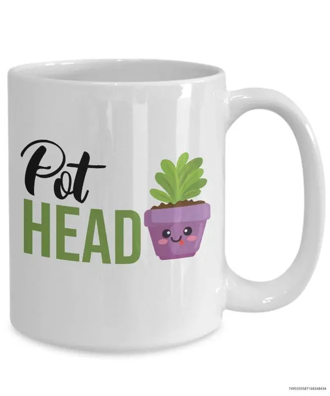 Pot Head Mug, Funny Plant Mug, Houseplant Mug, Gardening Mug, Novelty Coffee, Tea Cup Gift Idea
