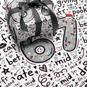 67 Gen Alpha Christmas Wrapping Paper Pink Teen Wrap Digital Aesthetic Modern Festive Design