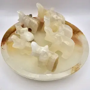 7-Piece Good Luck Elephant Set with Natural Stone Base