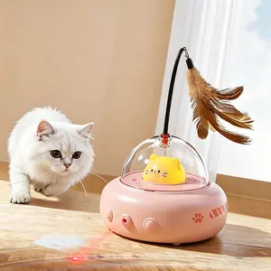 Automatic Interactive Cat Teaser Toy Self-Playing Laser Feather Combo Smart Pet Toy to Keep Your Kitten Busy Relieve Boredom All Day No More Lonely Cats