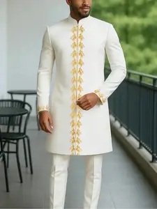 2026 Men's African Kaftan Set Long Sleeve Embroidered Luxury Elegant Suit Party Wedding Holiday Muslim 2 Piece Set Soft High Quality Basic, matching set, men fashion set, men clothing set, coordinating set