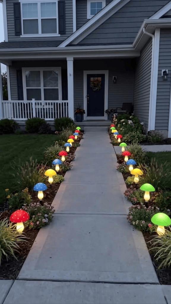 Solar Powered Mushroom Shaped Garden Light 1 Set Outdoor Decorative Lamp Solar Garden Ambient LED Light for Yard Patio Path Solar Landscape Lights Outdoor Pathway Lighting copper decoration