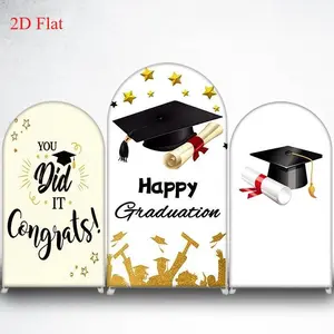 15-day 2D Flat Delivery Happy Graduation Cap Arch Backdrop Cover for Graduation Party Photo Booth