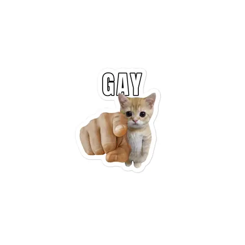 Retro Gay Pointing Cat Funny Animal Character Sticker - Bubble-Free Vinyl Film Sticker, Decorative Extra Motivation DIY Scrapbooking & Stamping Accessory for Indoor Use
