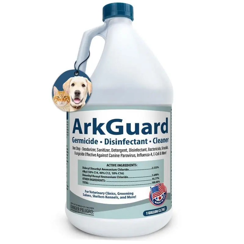 ArkGuard Kennel Cleaner & Disinfectant Concentrate, 1 Gallon - Makes 64 Gallons - Kills Parvo & Kennel Cough - One Step Clean, Disinfect & Deodorize for Kennels, Crates & Vet Clinics