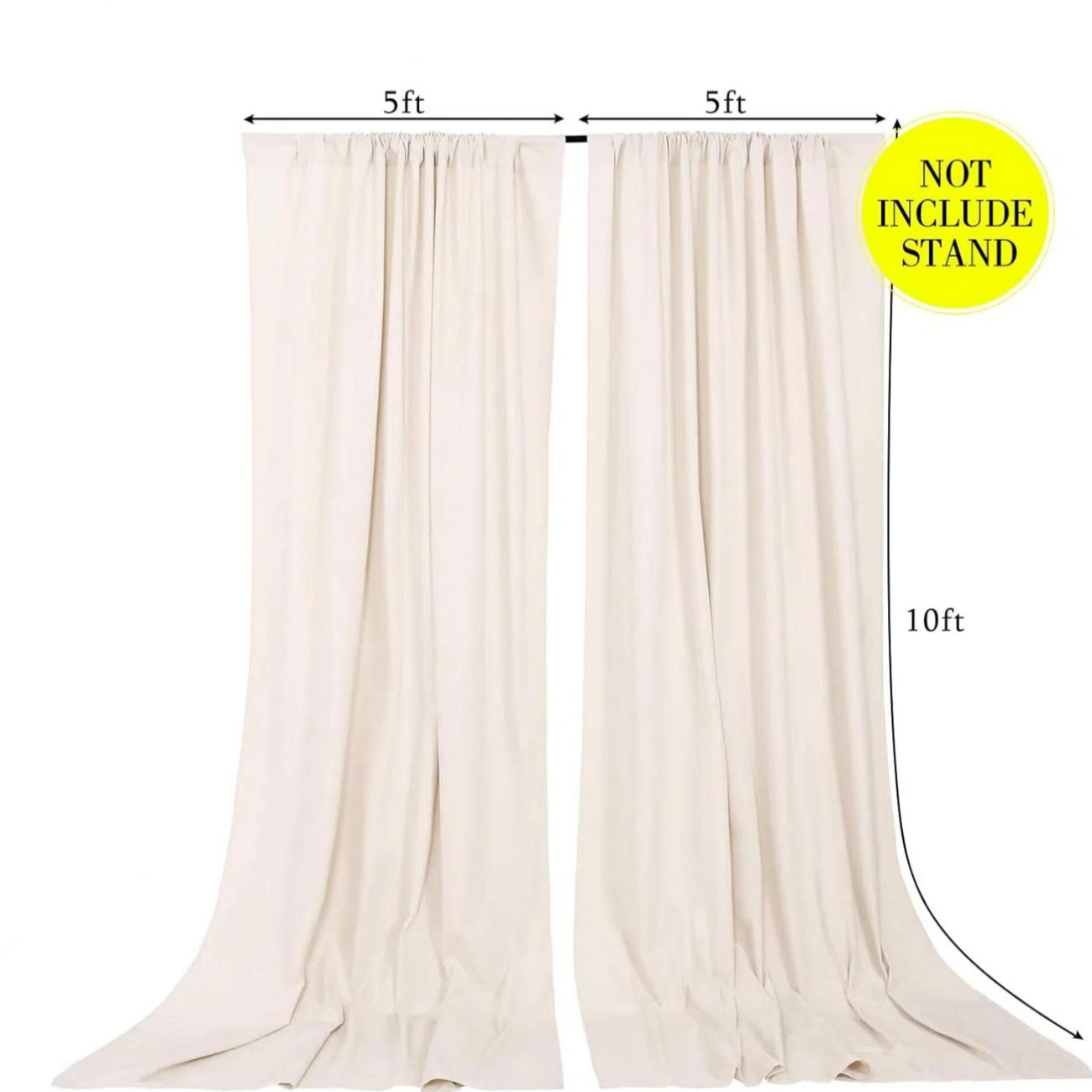 10 Pack 5x10ft Ivory Soft Flowing Backdrop Curtains, Polyester Drapes with Graceful Drape for Wedding Party, Bridal Shower, Birthday, Photography Photo Booth Background