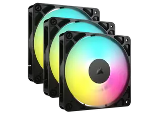 CORSAIR RS120 ARGB PWM 120mm Fans Triple Pack - Simplified Control - Daisy-Chain 4-Pin PWM and +5V ARGB Connections - Concentrated AirGuide Cooling - Magnetic Dome Bearing
