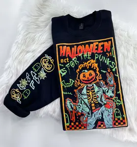 Halloween Is for Punks Graffiti Graphic Sweatshirt or Hoodie Unisex  Womenswear Crewneck Casual Tshirt Top