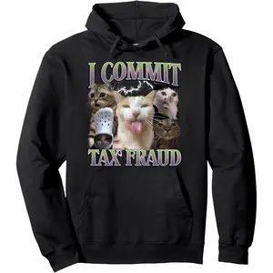 Unisex I Commit Funny Cat Meme Graphic Men Women Pullover Hoodie