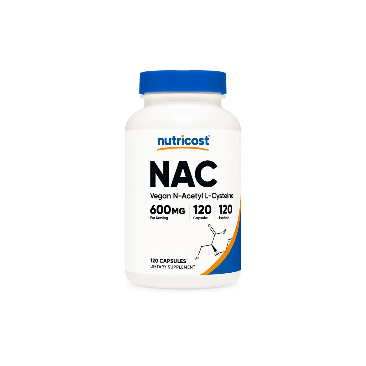 Nutricost N-Acetyl L-Cysteine (NAC) 600mg Daily Nutrition Dietary Supplement - 120 Vegan Capsules, Gluten-Free, Non-GMO, High-Quality Convenient Adult Serving, Daily Nutrition Supplement, Dietary Supplements