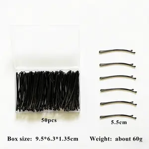 50 PCS 2.17 Inch (55 mm) Black Curved Bobby Pins, Premium Hair Pins, Suitable for Women, Kids and Girls, Works for All Hair Types