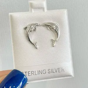 Sterling Silver 925 Dolphin Stud Earrings Sea Jewelry
