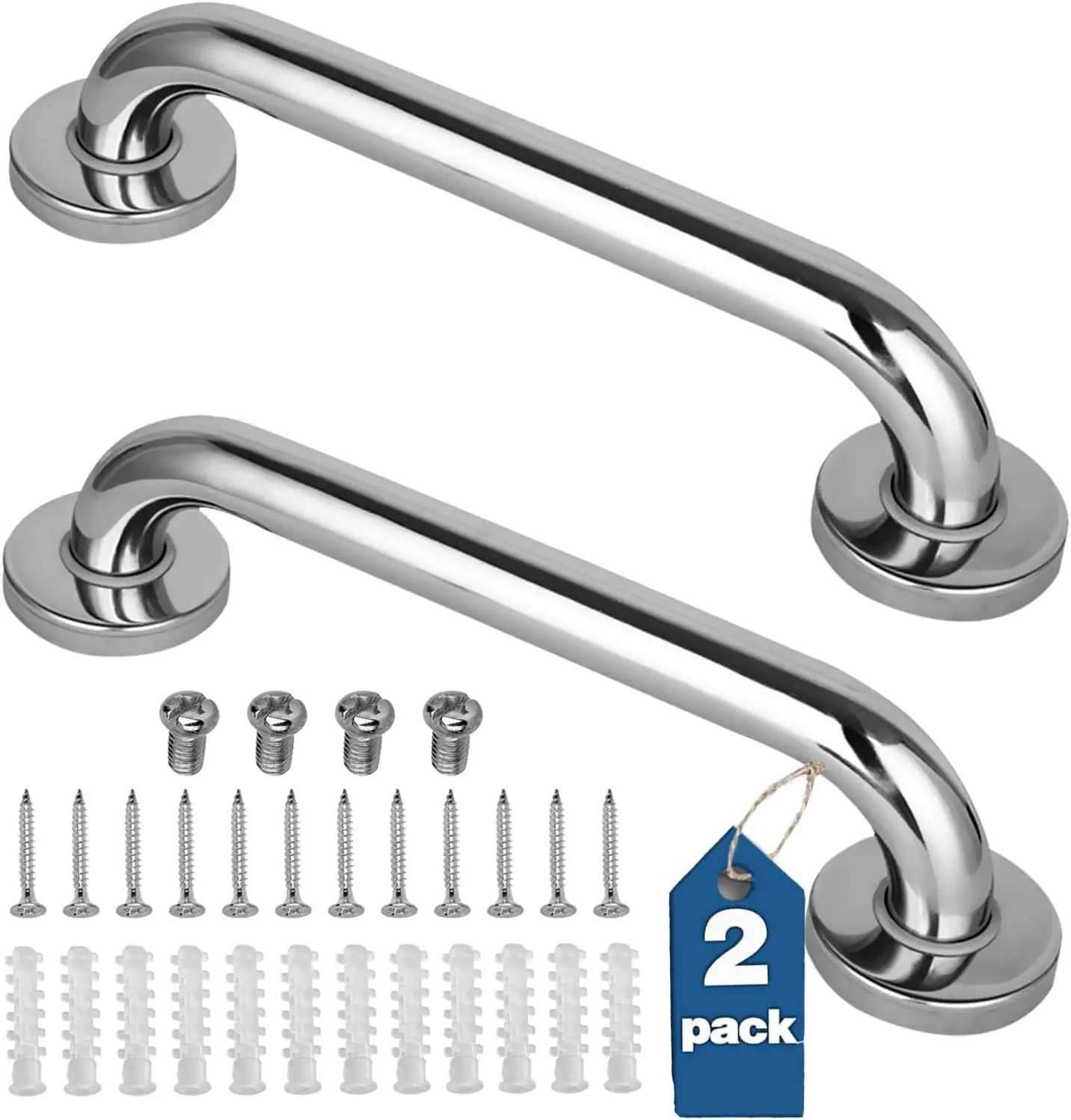 2-Pack 304 Stainless Steel Bathroom Safety Grab Bars - Corrosion-Resistant Shower Handles, 500lbs Capacity, Ideal Gifts for Elders, Mom, Daughter, Aunt