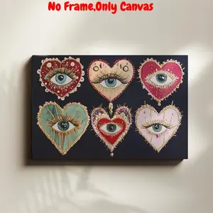 Heart Shaped Eye Pattern Canvas Painting, 1 Count Modern Wall Art Painting, Wall Art Decor for Home Living Room Bedroom Office, Wall Art Decoration
