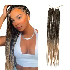 Box Braids Crochet Hair Medium box  braid Pre-Looped Goddess Locs Crochet Hair River Locs  Wavy Crochet With Curly Hair Synthetic  ﻿
