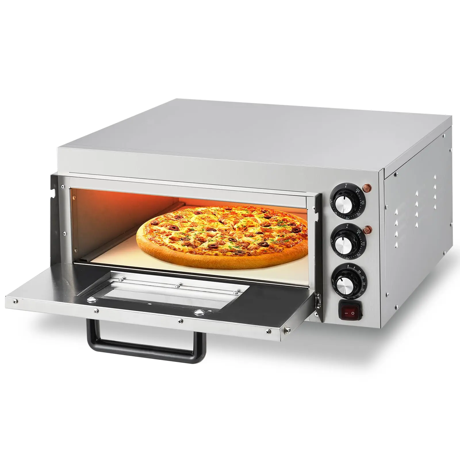 Garvee Versatile Electric Pizza Oven – 14-Inch Countertop Pizza Maker with Pizza Stone, 1800W Single Deck, Timer, Stainless Steel, 110V – Ideal for Home & Commercial Use – Single Layer HEP-1S, American Plug,