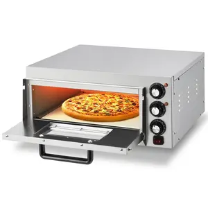 Garvee Versatile Electric Pizza Oven – 14-Inch Countertop Pizza Maker with Pizza Stone, 1800W Single Deck, Timer, Stainless Steel, 110V – Ideal for Home & Commercial Use – Single Layer HEP-1S, American Plug,