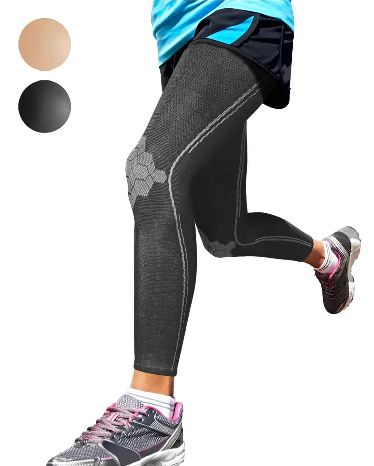 Leg Compression Sleeves - Aid in Recovery and Support Active Lifestyle - Innovative Breathable Elastic Blend - Anti Slip, Day & Night Wear (Midnight Black, X-Large)(Gift)
