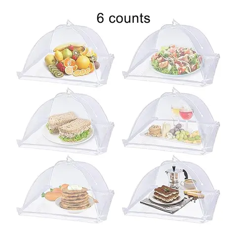 Clear Food Cover, 6 Counts Reusable Design and Food Tent, Pop Up Mesh Food Cover for Outdoor, Party Picnic, BBQ