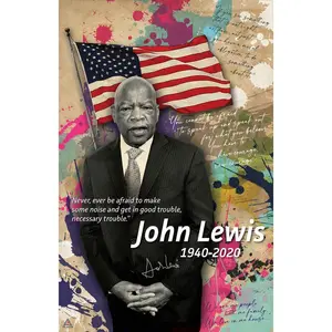 John Lewis Poster Good Trouble Quote Black History Wall Art Print