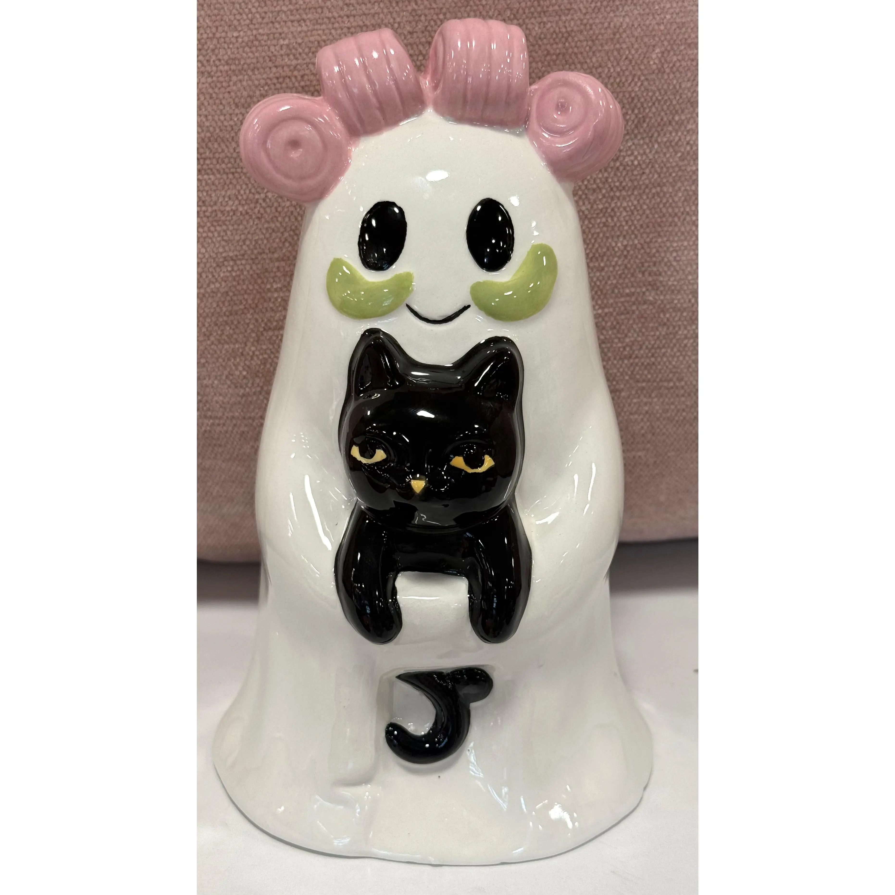 New ceramic 7x4 hair curlers Halloween ghost with cat decor