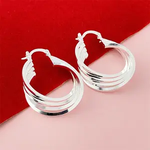 925 Earring  No-Tarnish Hoop Earrings, Women's Fashion Earrings for Daily Wear, Jewelry Accessory Fine Silver-Plated