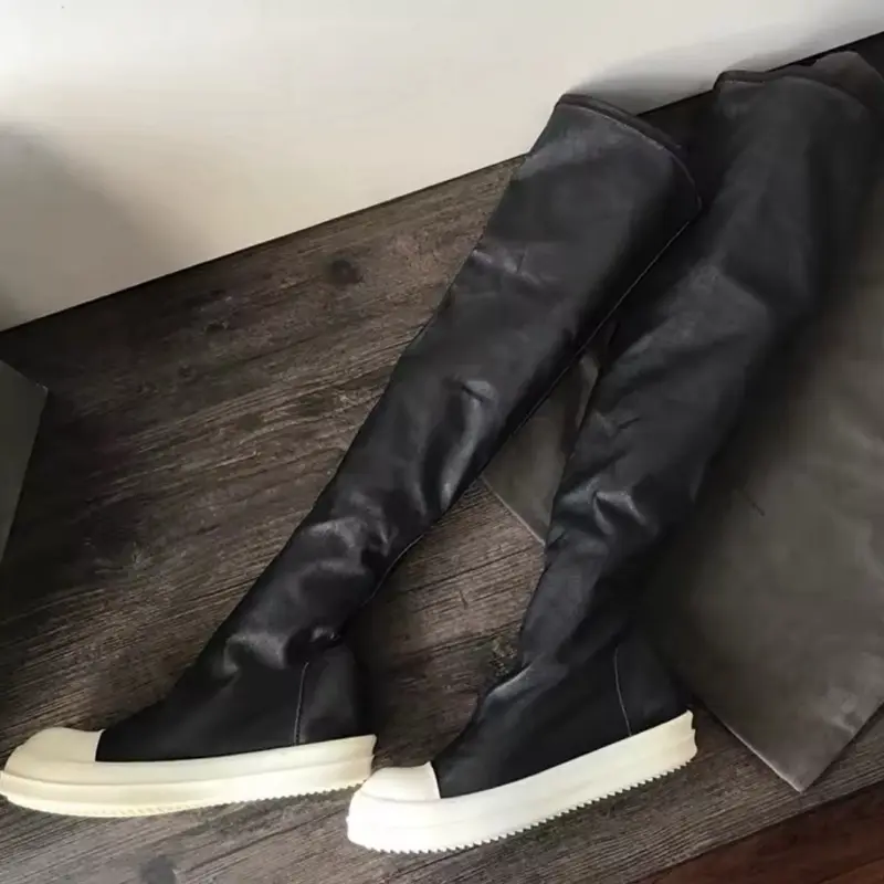 New Rick Owen Leather Sock Boot High Top Shoes