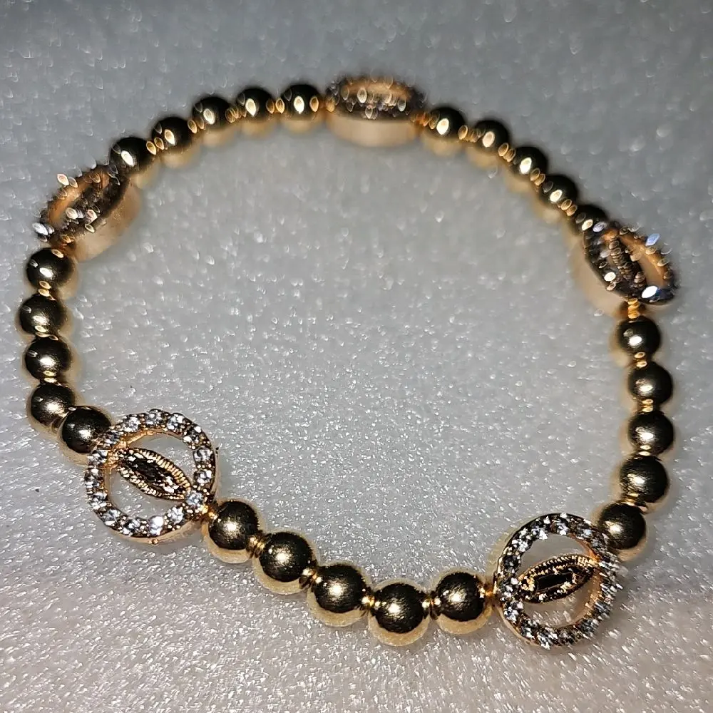 Our Lady of Guadalupe Gold Rhinestone Accent Bracelet
