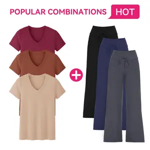 SHOWITTY 3 Pack T-Shirts & Pajama Pants Set for Women