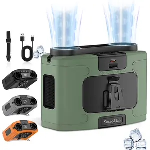 Socool Rechargeable waist fans , portable clip neck fan, portable handheld turbo fan 20000mAh large battery, for outdoor work and camping