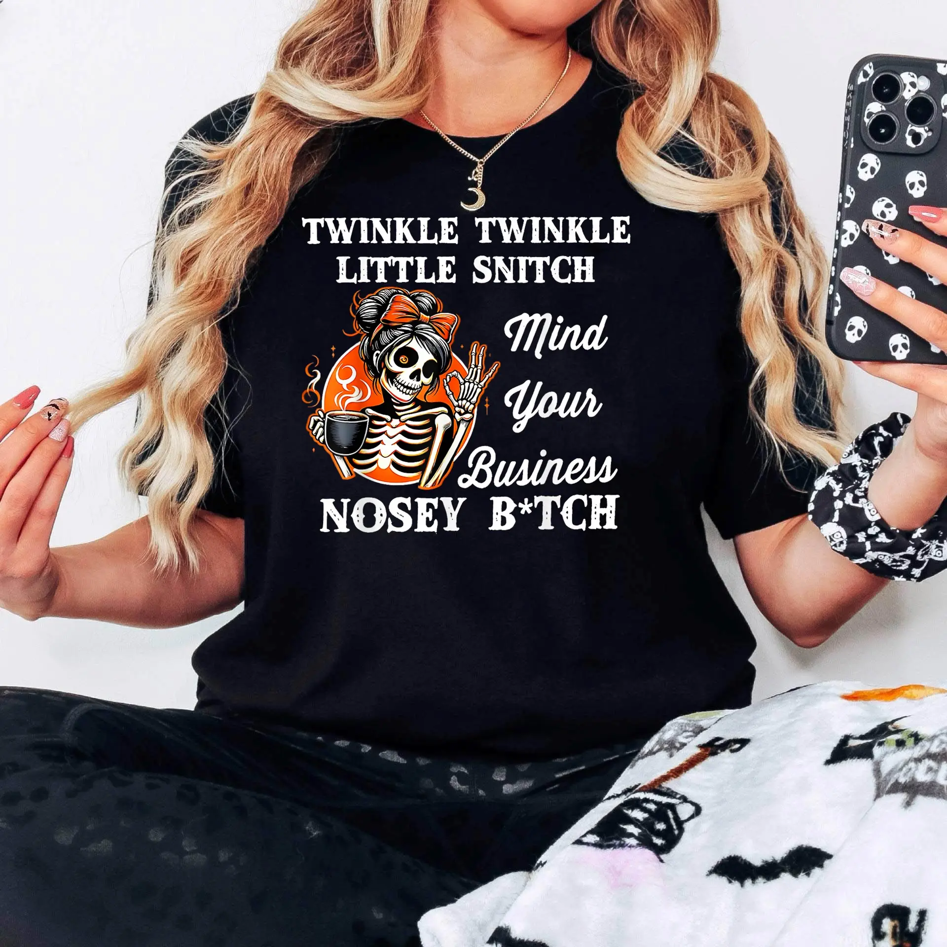 Twinkle Twinkle Little Snitch Mind Your Business Nosy Bitch T-Shirt Casual Short Sleeve T-Shirt Soft Cotton