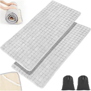 2 Pack Quilted Foam Cot Mattress Topper Pad - Soft Portable Sleeping Topper with Storage Bag, Waterproof Non-Slip Bottom for Camp Cot RV Bunk Twin Beds, 75 x 30 Inch