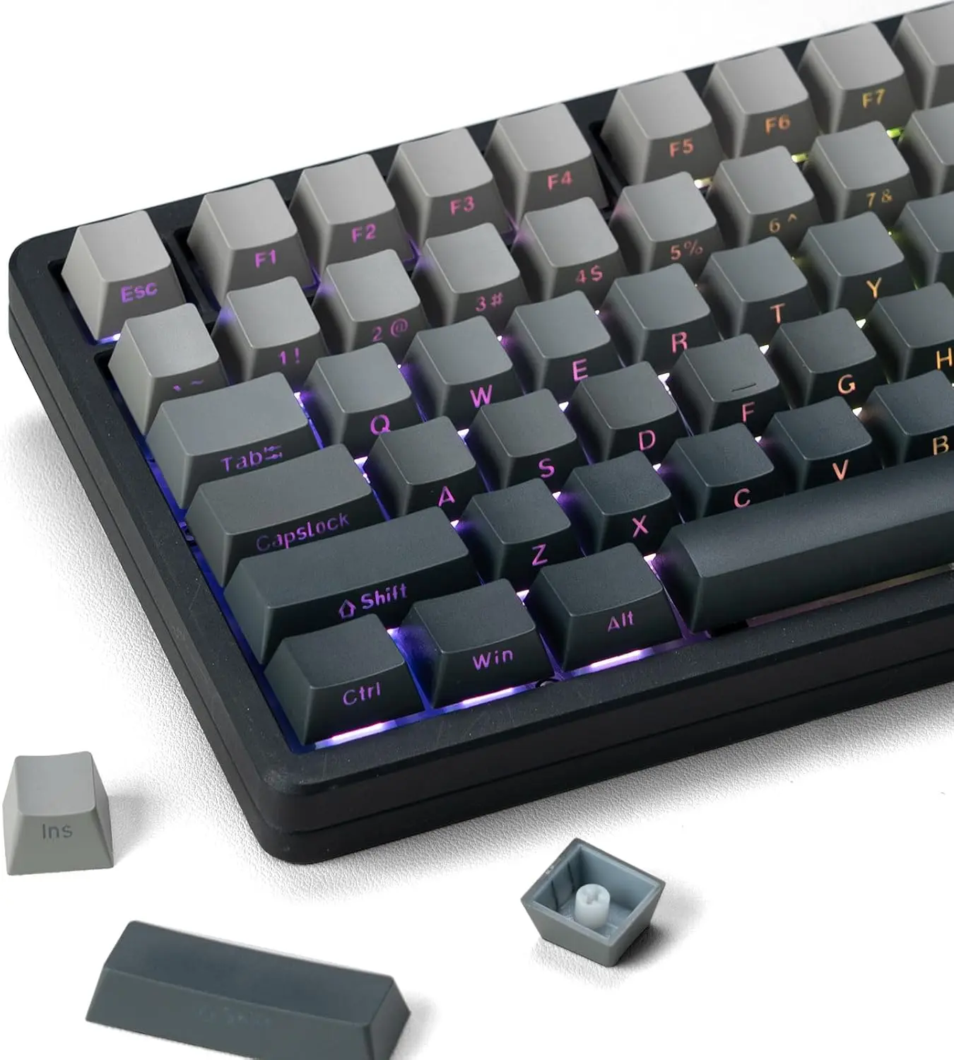 Womier Gradient Double Shot PBT Keycaps,Shine Through Custom Keycap Cherry Profile for All Layout Keyboard,Only keycaps