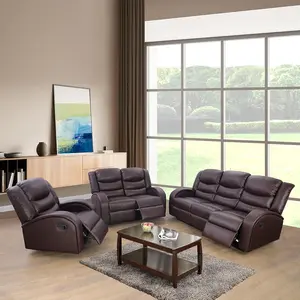 Beverly Fine Furniture Grayson 3 Piece Living Room Recliner Set Brown Love Seat Sofa & Chair Comfortable Seating Classic Style