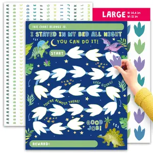Reward Chart For Kids - Bedtime Routine Chart For Toddlers - Dinosaurs x 10 pcs - Behavior Chart For Kids At Home- Toddler Reward Stickers Board For Sleeping In Own Bed - By Central 23