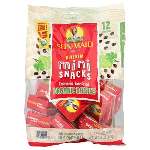 Sun-Maid California Sun-Dried Organic Raisin Mini-Snacks, 12 Boxes, 0.5 oz Each