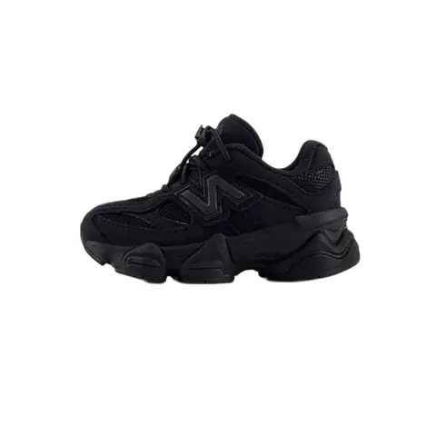 New Balance 9060 Toddler Sneaker, Solid Triple Black Suede-Mesh, Chunky Support, Breathes in Play, Modern Silhouette Stands Out, Sporty 9060 Look, 2-5 Years Casual Kids' Sport Walking Footwear
