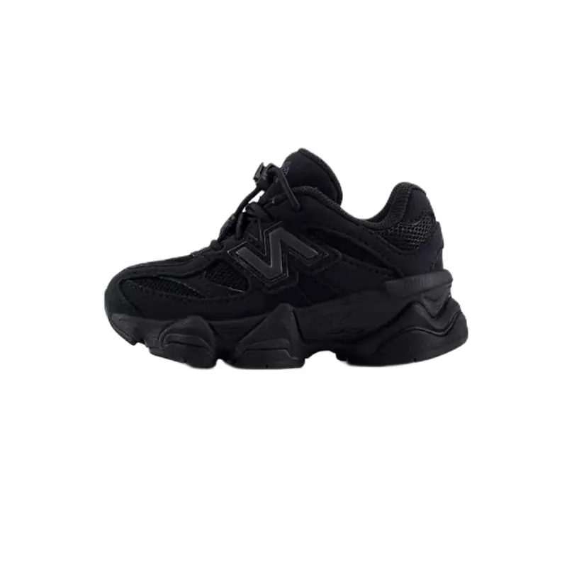 New Balance 9060 Toddler Sneaker, Solid Triple Black Suede-Mesh, Chunky Support, Breathes in Play, Modern Silhouette Stands Out, Sporty 9060 Look, 2-5 Years Casual Kids' Sport Walking Footwear