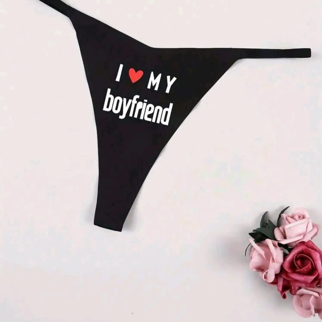 Women's Pantie with 'I Love My Boyfriend' Print Special Gift for Valentine's Day Comfortable Fit Womenswear Everyday Style Panty