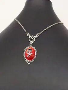 Gothic Vampire Necklace Vintage Star Dust Relief Pendant, Punk Style Dracula Oval Satan Demon Necklace, Unisex Fashion Jewelry Gift