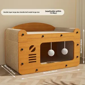 Two-in-One Cat Scratching Board & Bed Solid Corrugated Paper Vertical Double-layer Universal for All Seasons Wear-resistant No-chipping Sleeping Sharpening Claws 30cmx11.8inch x 56cm/22.05inch x 30cm/11.8inch