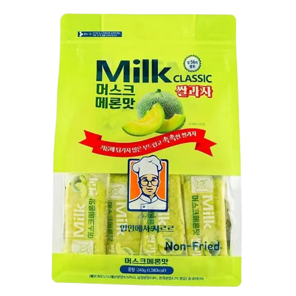 NEW Melon Flavor Alert, ORBIT TRENZY GAHM Milk Classic Rice Crackers 8.53 oz Korean Snack Mild Milky Flavor Delicious Crispy Protein Treat Melt-in-the-Mouth Ricecakes Light Flavor Melting
