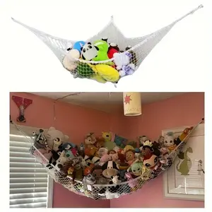 Space-Saving Stretchable Toy Hammock with Hollow Out Mesh | Wall-Mounted Corner Organizer for Home Toy Decluttering luxurious bath