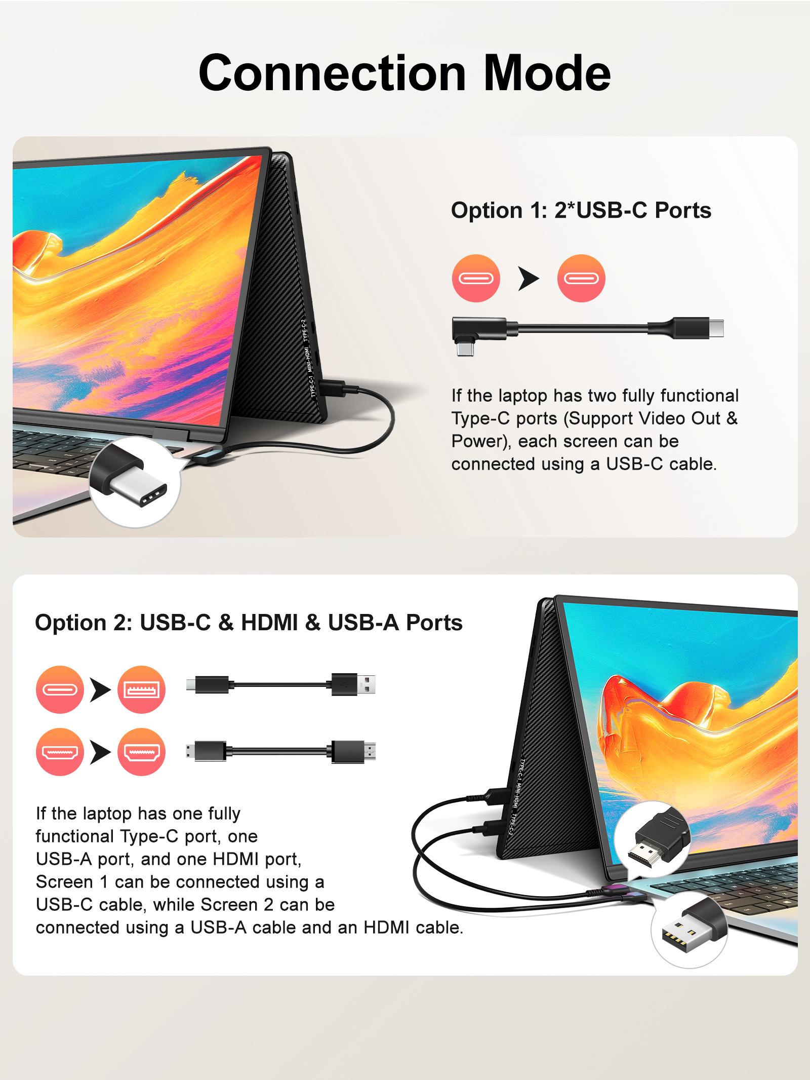 Cevaton 14" Dual Laptop Screen Extender, Laptop Monitor Extender for 13.3"-17" Laptops, Width-Adjustable Design, Plug & Play, Check Display & Dual-Screen Compatibility, 4.1 lbs