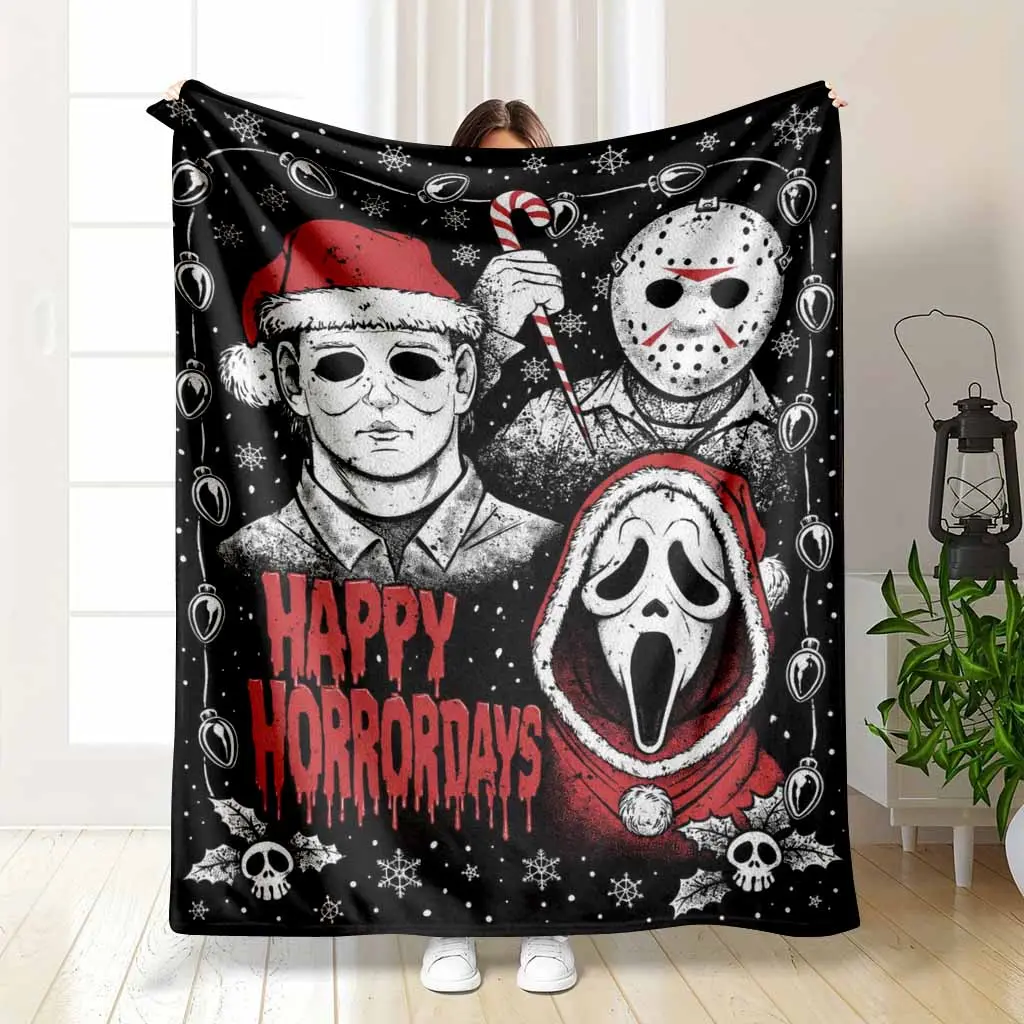 Holiday Movie Villain Flannel Blanket Decorative Merry Christmas Printed Throw Super Soft Lightweight Warm Fleece Bedspread Perfect For Winter Living Room Couch Bedroom Bedding Gift
