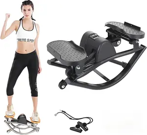 Rock Stepper with Elastic Resistance Bands & Anti-Slip Mat, Side-to-Side Lateral Rocking Motion, Digital Display & High-Capacity Design for Home Leg Glute Workout